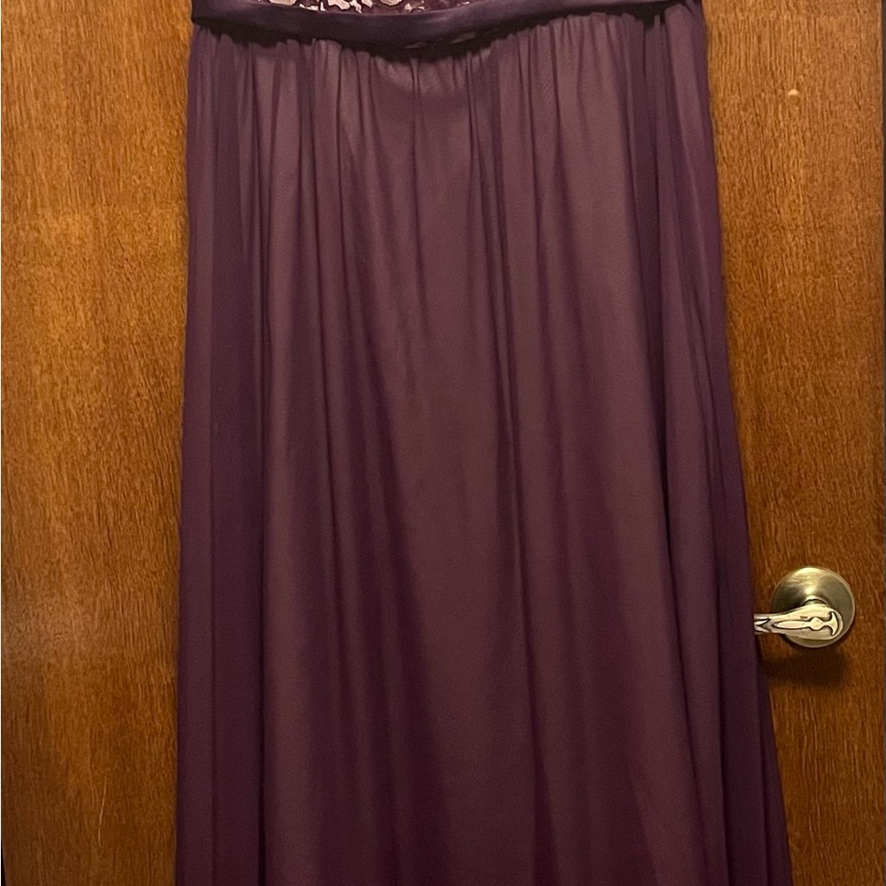 Mori Lee Purple Maxi A-Line Dress with Ruched Detail